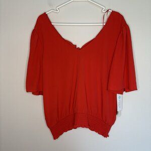 NINE BRITTON NEW Vicki Back Tie Detail Blouse Womens XL Red Stitch Fix